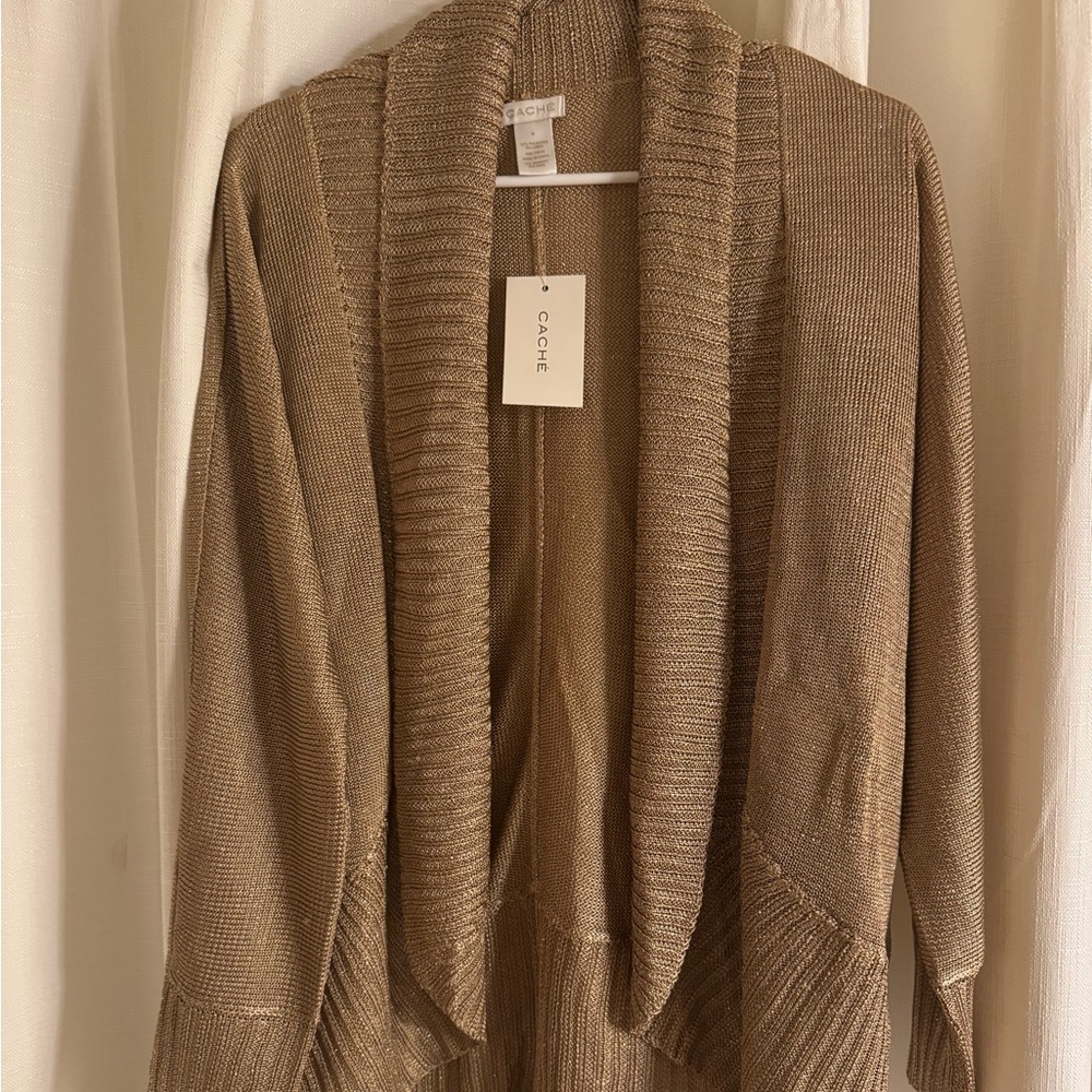 Cache Metallic Gold Cardigan